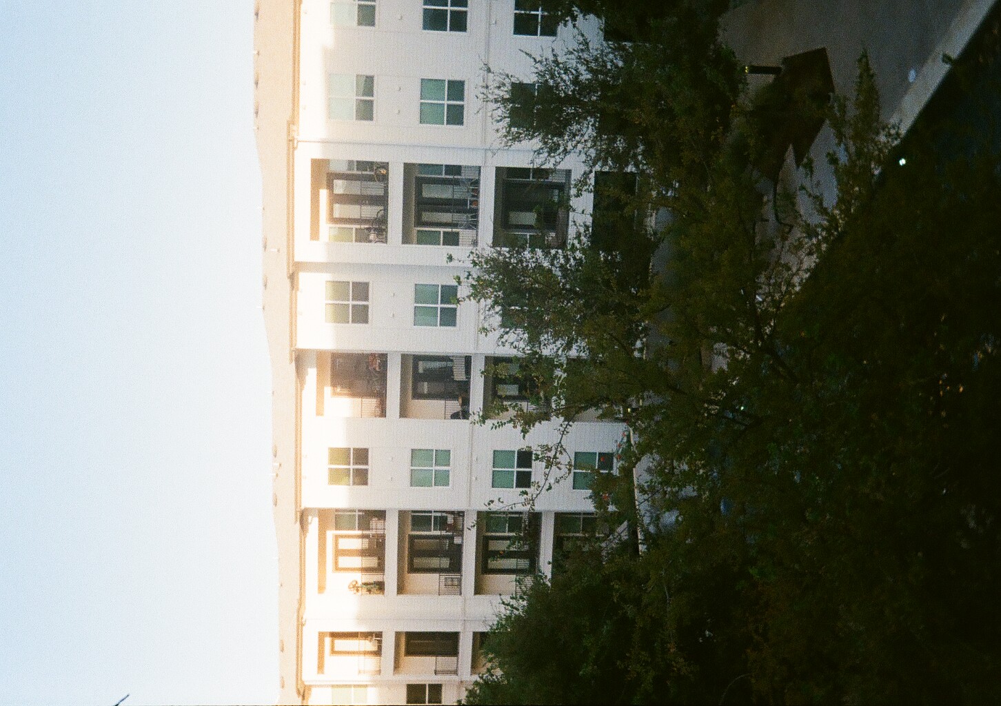 The courtyard of our apartment building with the morning sun