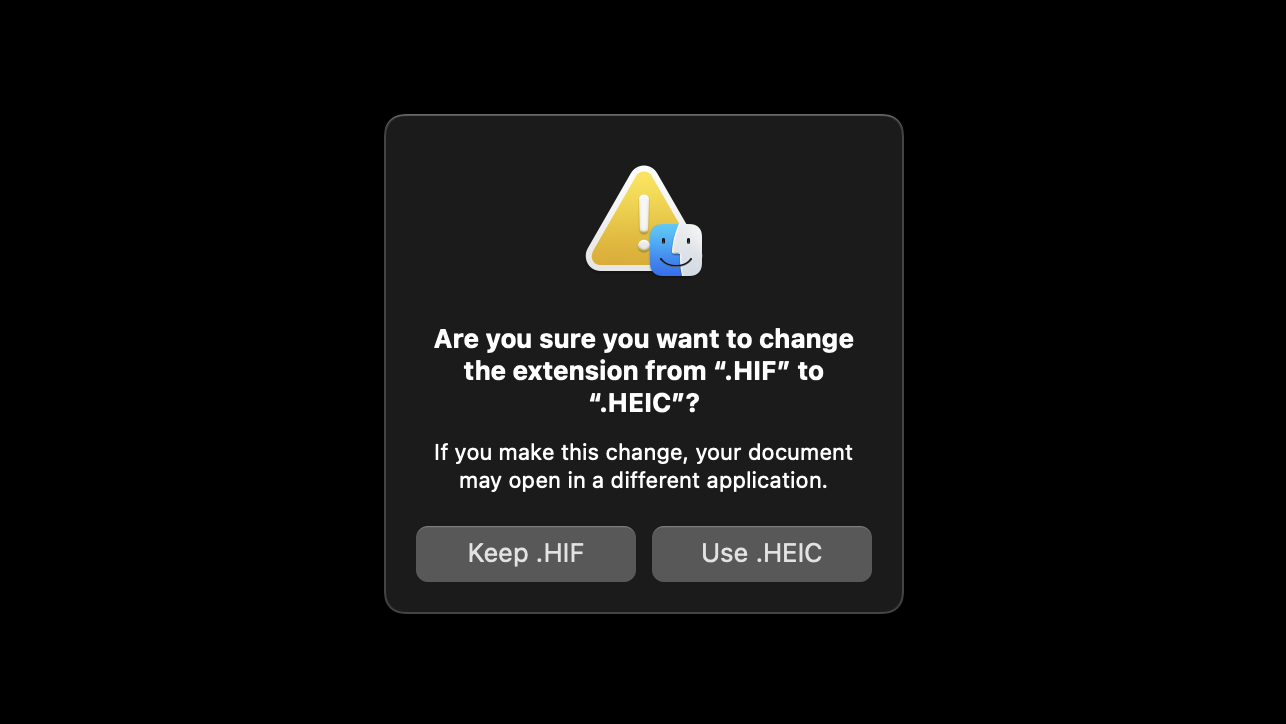 Changing the file extension of a file in Finder